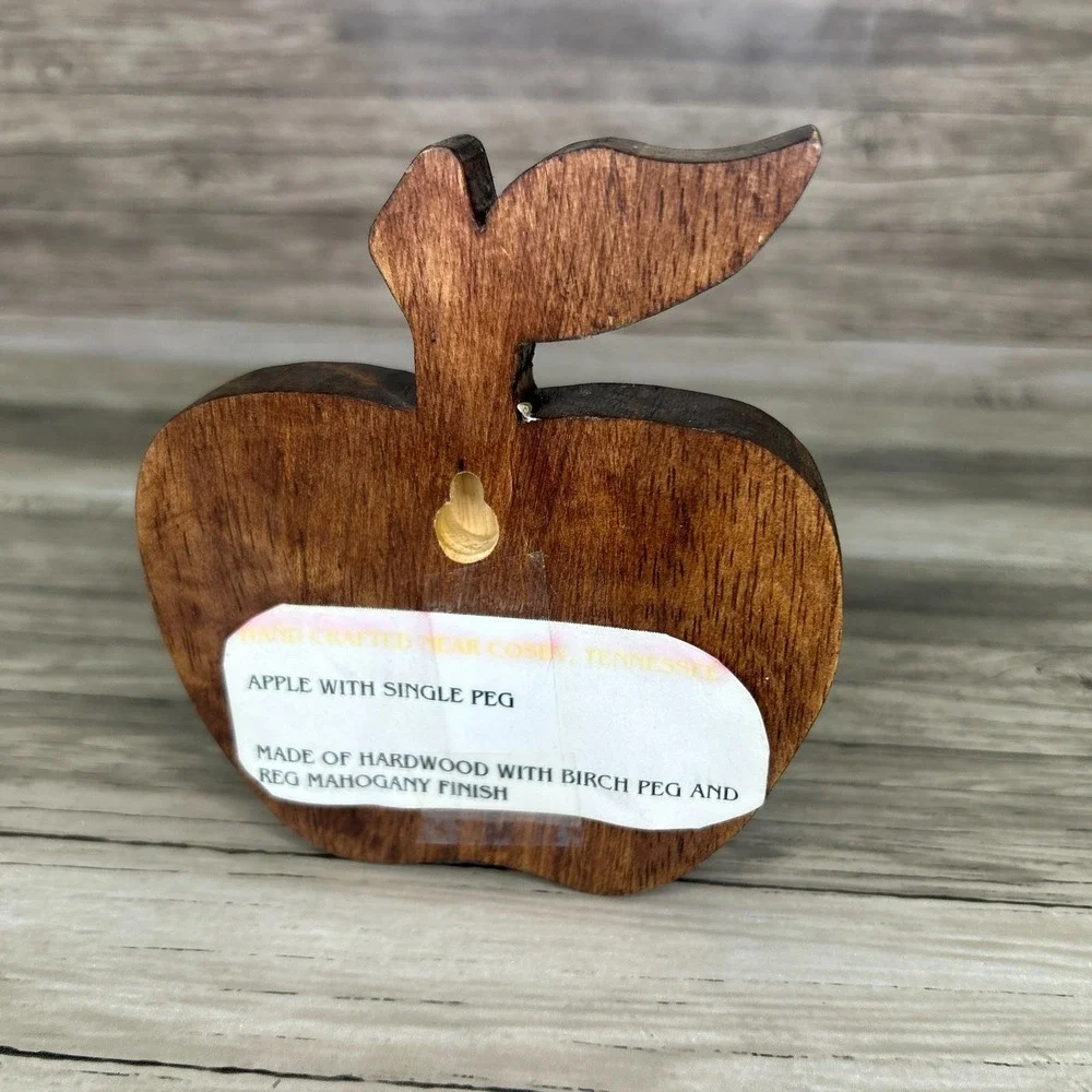 Vintage Wooden Apple Peg Hook Wall Hanging Country Rustic Cottage Birch Mahogany